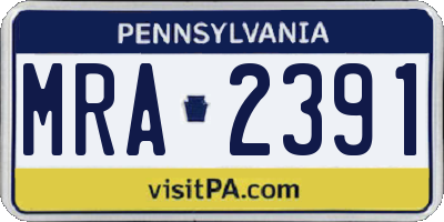 PA license plate MRA2391