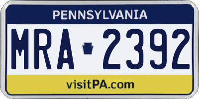 PA license plate MRA2392