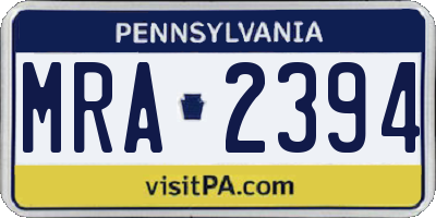 PA license plate MRA2394