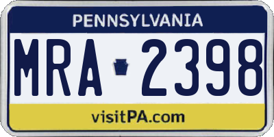 PA license plate MRA2398