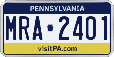 PA license plate MRA2401
