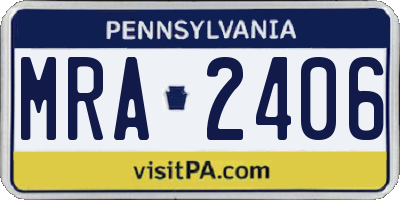 PA license plate MRA2406