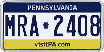 PA license plate MRA2408