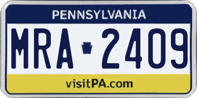 PA license plate MRA2409