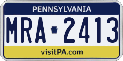 PA license plate MRA2413