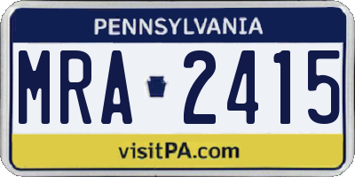 PA license plate MRA2415