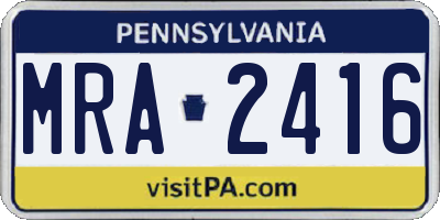 PA license plate MRA2416