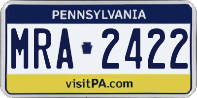 PA license plate MRA2422