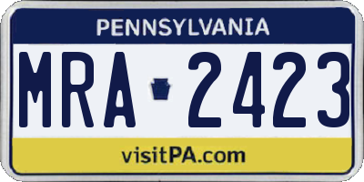 PA license plate MRA2423