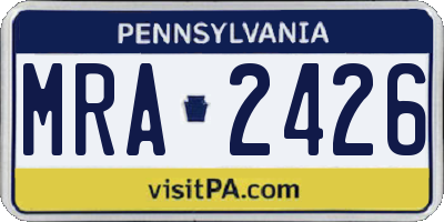 PA license plate MRA2426