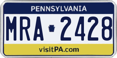 PA license plate MRA2428