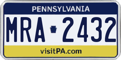 PA license plate MRA2432