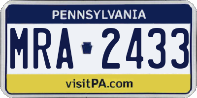 PA license plate MRA2433