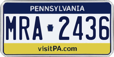 PA license plate MRA2436