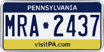 PA license plate MRA2437