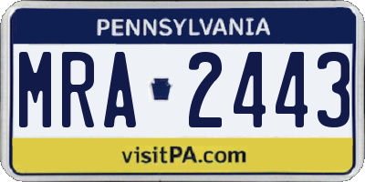 PA license plate MRA2443