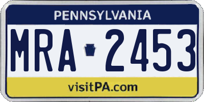 PA license plate MRA2453