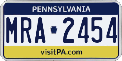 PA license plate MRA2454