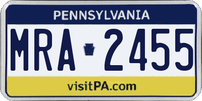 PA license plate MRA2455