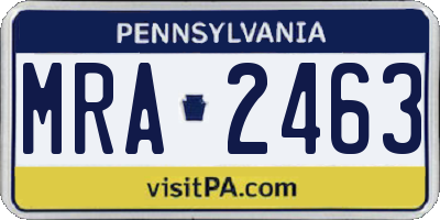 PA license plate MRA2463