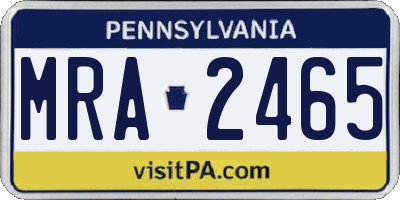 PA license plate MRA2465
