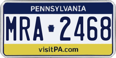 PA license plate MRA2468