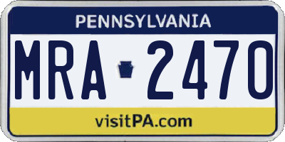 PA license plate MRA2470