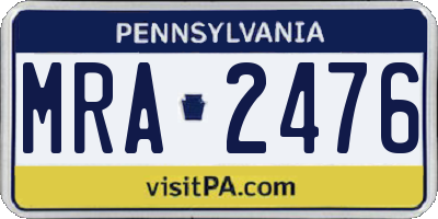 PA license plate MRA2476