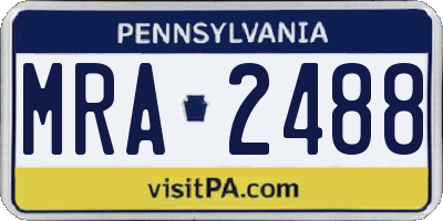 PA license plate MRA2488
