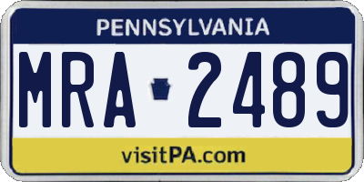 PA license plate MRA2489