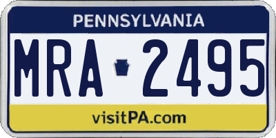 PA license plate MRA2495