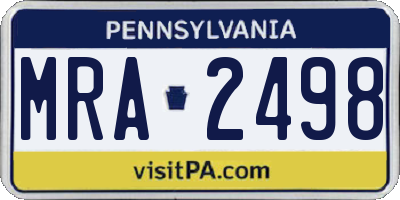 PA license plate MRA2498