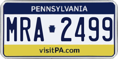 PA license plate MRA2499