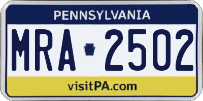 PA license plate MRA2502