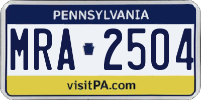 PA license plate MRA2504