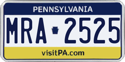 PA license plate MRA2525
