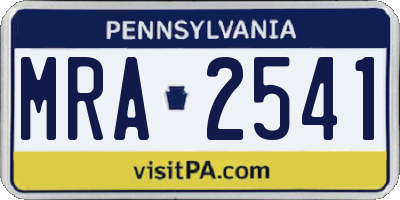 PA license plate MRA2541