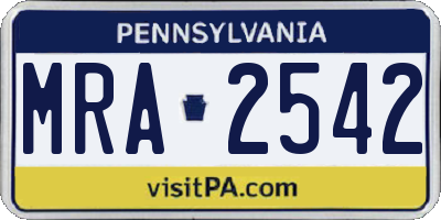 PA license plate MRA2542