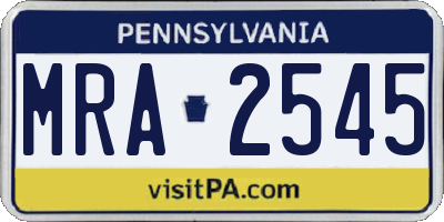 PA license plate MRA2545