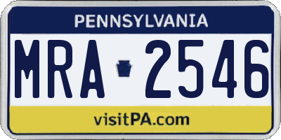 PA license plate MRA2546
