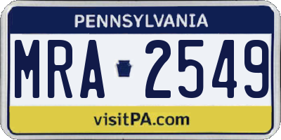 PA license plate MRA2549