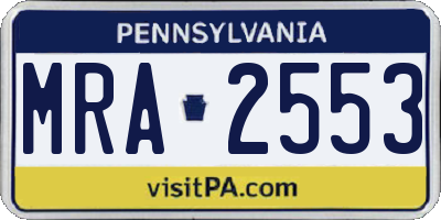 PA license plate MRA2553