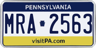 PA license plate MRA2563