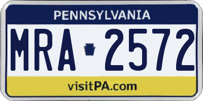 PA license plate MRA2572