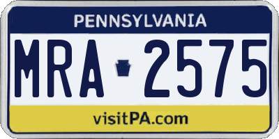 PA license plate MRA2575