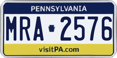 PA license plate MRA2576