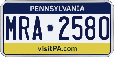 PA license plate MRA2580