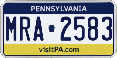 PA license plate MRA2583