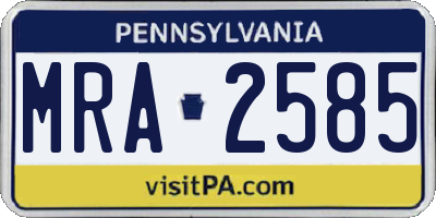PA license plate MRA2585