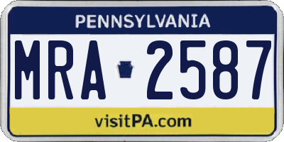 PA license plate MRA2587